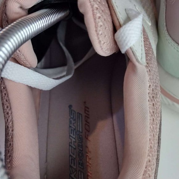 Skechers Bobs Sport Arc Waves Shoes Womens Sz 11 White Pink Athletic Trainers - Picture 3 of 9